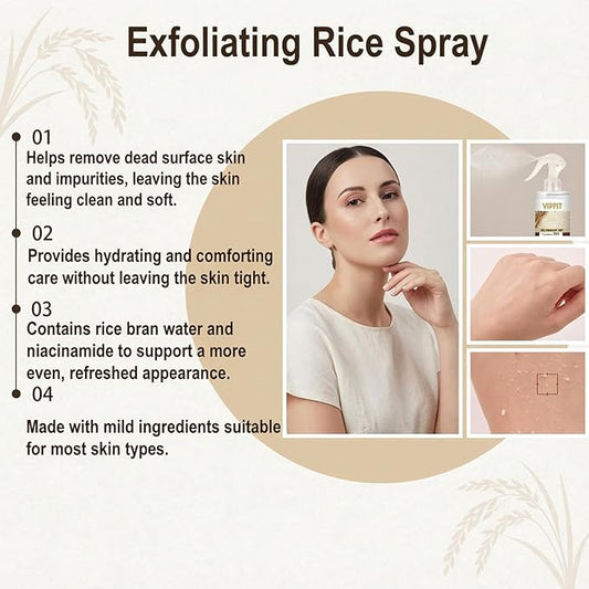 Rice & Black Rice Exfoliating Mist Set – Gentle Hydrating Skin Renewal Duo with Niacinamide, Hyaluronic Acid & Rice Extract, Face and Body Care Gift Set (Black & Rice)