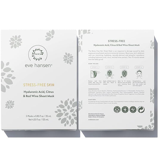 Eve Hansen Collagen Face Mask Sheets Set of 5 – Hydrating & Nourishing Care for All Skin Types – With Hyaluronic Acid, Tangerine Peel, Blueberry Extract & Spinach Leaf