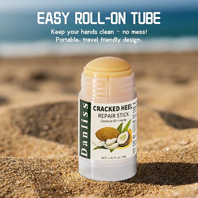 Coconut Urea foot lotion Heel Repair Balm Stick for dry cracked feet for Dry Cracked Feet Roll-on Foot Cracked Cream Softening Moisturizing Foot Care 1.14 Oz