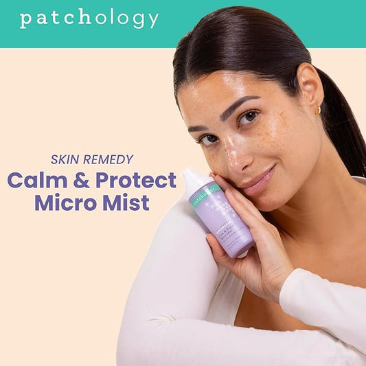 Patchology Skin Remedy Calm & Protect Micro Mist – Hydrating Facial Spray with Ectoin, Probiotics & Botanical Blend - Fragrance Free - Refines Pores & Leaves a Fresh Glow - 80 mL