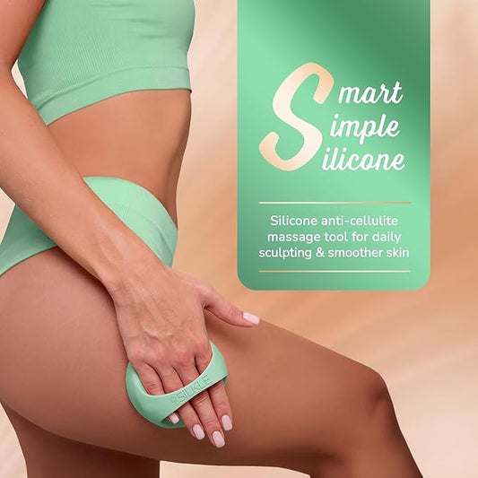 Anti-Cellulite Silicone Massager Brush - Deep Tissue Body Scrubber for Cellulite Remover, Skin Firming & Lymphatic Drainage - Exfoliating Massage Tool with Grip Handle for Legs & Body - Green