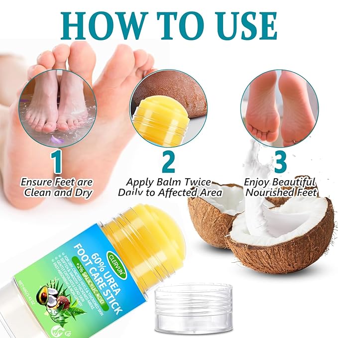 60% Urea Cream Stick with 2% Salicylic Acid, Anti-Cracking Foot & Hand Cream Moisturizer for Dry Cracked Heel Feet, Knee, Elbow, Foot Balm Stick for Callus Remover & Dead Skin Softener (1)