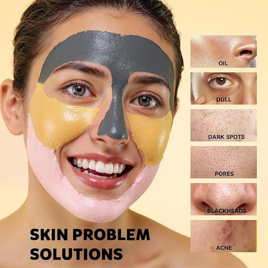 Clay Facial Mask Set 9 Pack - Turmeric Clay Mask - Rose - Dead Sea Minerals Mud Mask, Skincare Gift Set - Brightening, Moisturize & Deep cleansing for Dry, Sensitive Skin, Travel-Friendly & Portable