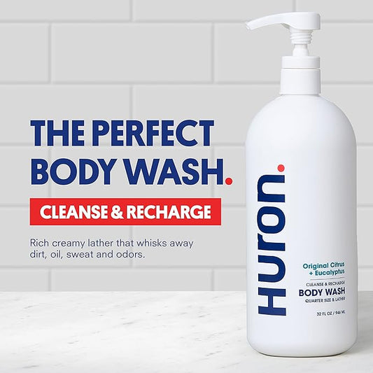 Huron Men's Moisturizing Body Wash - Crisp Citrus, Eucalyptus, Mint, Aromatic Greens - 32 fl oz