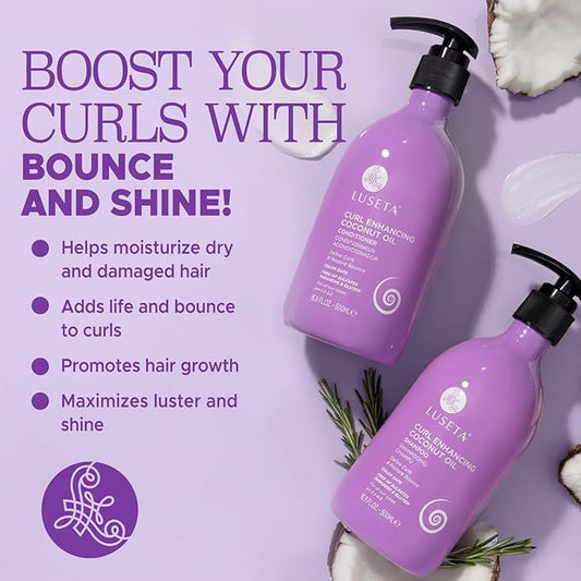 Luseta Curly Hair Shampoo & Conditioner Set with Coconut Oil, Unlimited Bounce and Definition for wavy and Coily hair, Reduce Frizz and Repair Dry Hair, for All Curl Types Sulfate Free 16.9Fl oz × 2