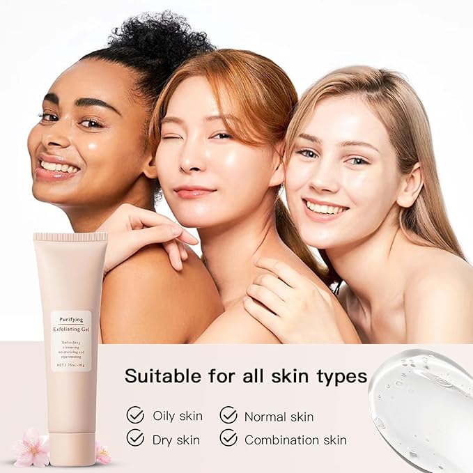 Purifying Exfoliating Gel, Face Exfoliator Gel for the Whole Body, Gentle Gentle Exfoliating for Face Deep Cleansing, Cleans Dirt & Oils for Dry, Oil, Sensitive Skin Types