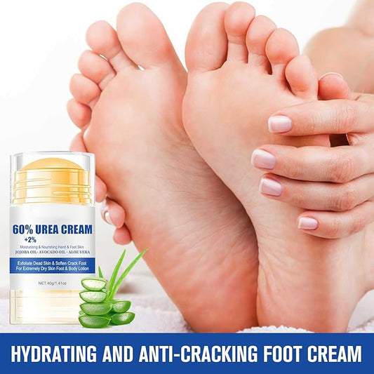 2PCS 60% Urea Hydrating and Anti-Cracking Foot Cream,2025 Upgraded Hand and Foot Cream Urea Moisturizer,Hydrates Dry and Cracked Feet and Hand (1.41 Ounce, White)