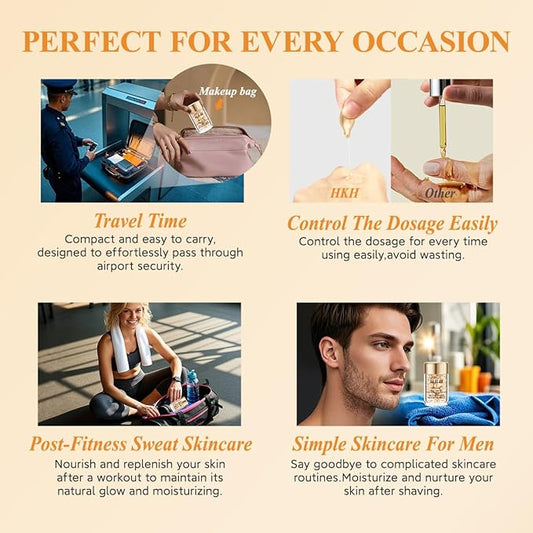 HKH Vitamin C Serum For Face, Anti-Aging Vit C with Vitamin E Serum 48 Capsules, Evens Skin Tone & Reduces Wrinkles, Travel Size Skincare Capsules for Smoothing, Hydrating & Firming Skin