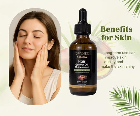 Batana Organic Oil with Biotin for Hair Growth, 2 FL OZ Pure Natural Oil for Hair Treatment Thicker, Fuller Hair DHT Blocker Scalp Nourishment Repairs Dry & Damaged Hair, Prevents Hair Loss