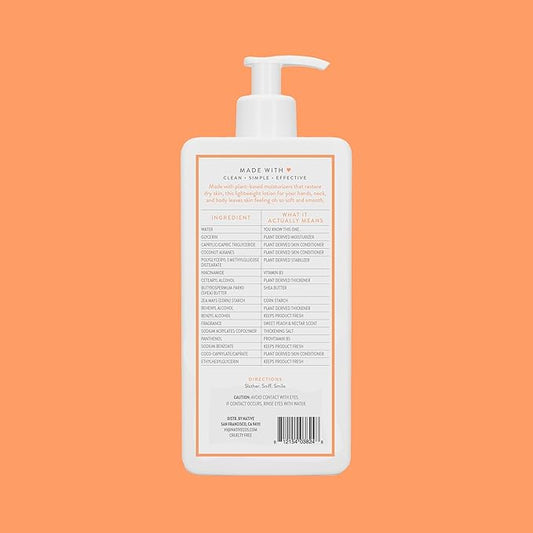 Native Body Lotion Contains Naturally Derived Plant-Based Moisturizers for Women and Men | Restores Dry Skin, Peach & Nectarine, 16.5 fl oz