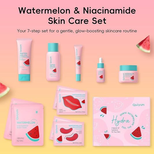 Watermelon & Niacinamide Skin Care Sets, Routine Facial Skincare Product,Beauty for women, Hydration, Moisturizing, Oil Control, Glow Up, Teen Girl Gifts Trendy Stuff, Spa-Like at Home