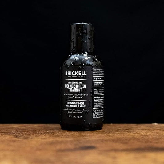 Brickell Men's Acne Controlling Face Moisturizer Treatment for Men, Natural and Organic Face Moisturizer Treatment to Clear Acne, Even Skin Tone and Moisturize Skin, 2% Salicylic Acid, 2 Ounces
