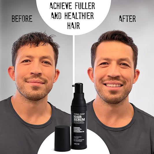 Tribal Chimp 1oz Hair Serum for Day and Night Hair Care - Argan Oil, Coconut Oil, and Biotin for Dry, Frizzy, and Damaged Hairs - Hydrating, Nourishing and Strengthening Serum