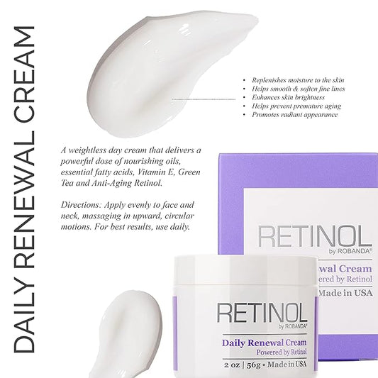 Retinol Daily Renewal Cream│ Weightless All Day Anti Wrinkle Cream With Retinol For Face and Neck