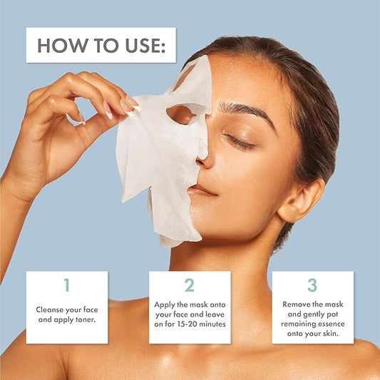 ESW Beauty Plant-Based Milk Face Masks - 4-Pack Skincare Set - Hydrating, Radiance, Firming & Soothing with Avocado, Matcha, Blueberry, Vanilla & Oat Extracts for All Skin Types