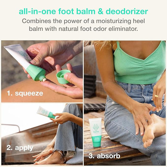 HUME SUPERNATURAL Foot Cream for Dry Cracked Heels and Feet – Moisturizing Heel Balm & Deodorizer for Smelly, Callused, or StinkyFeet – Natural Odor Control & Cracked Feet Treatment - Coconut Coast