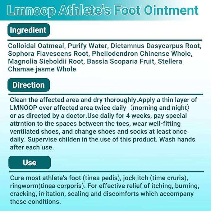 Athletes Foot Treatment Cream, Maximum Strength for Athlete's Foot (Tinea Pedis), Itching, Blister, Burning, Cracking, Scaling, Beriberi,Natural Herbs Antifungal Foot Cream