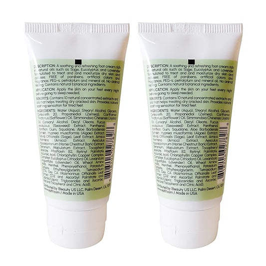 Aromatherapy All Natural Moisturizer Foot Cream with Rosemary Lavender Eucalyptus Sage and Seaweed 2 Ounces 2 pack
