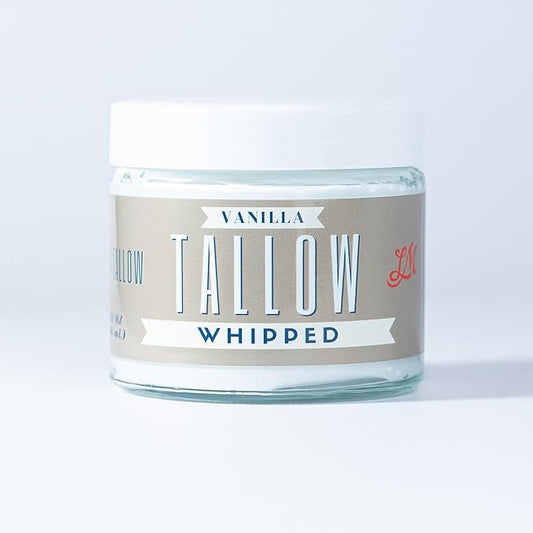 Whipped Tallow 2oz - All Natural Face Cream + Whole Body Moisturizer for Dry Skin - Made With Scented Oil Blend - No Preservatives, Parabens or Seed Oils - USA Made (Vanilla)