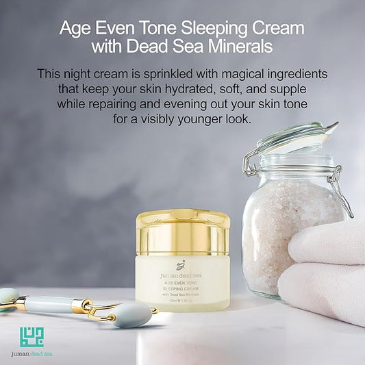 Juman Dead Sea Minerals Age Even Tone Sleeping Cream | Hydrating Night Cream | Infused with Natural Beewax & Vitamin C | Night Moisturizer for face