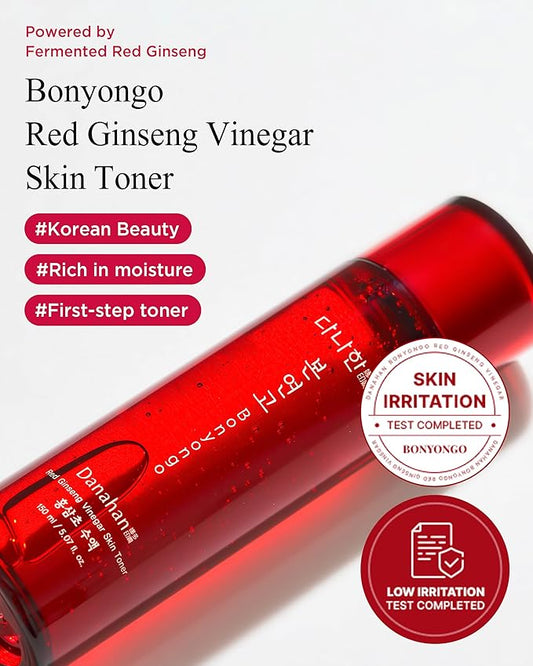 Bonyongo Red Ginseng Vinegar Skin Toner β Refreshing & Moisturizing Face Toner for Smooth, Youthful Skin - with Fermented Red Ginseng - Korean Skincare, 5.07 fl.oz.