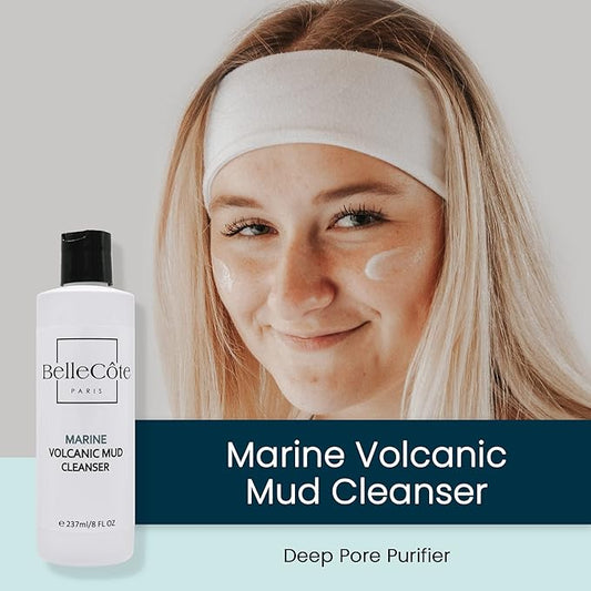 Marine Volcanic Mud Face Cleanser - Detoxifying Clay Oily & Combination Skin, Pore Reduction and Acne | Ideal Face Cleanser for Men & Women Especially After a Vigorous Workout