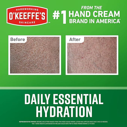 O'Keeffe's Hand and Body Lotion with Glycerin and Shea Butter - 12 oz Pump (1 Pack) - Daily Essential Hydration, Heals & Relieves Extremely Dry Skin