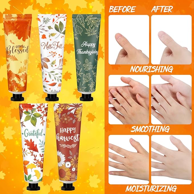 100 Pcs Fall Hand Lotion Bulk Gifts for Women Maple Leaves Hand Cream Gift Natural Botanical Fragrance Lotion for Chapped Hands 30ml Mini Travel Working Autumn Thanksgiving Party Supplies