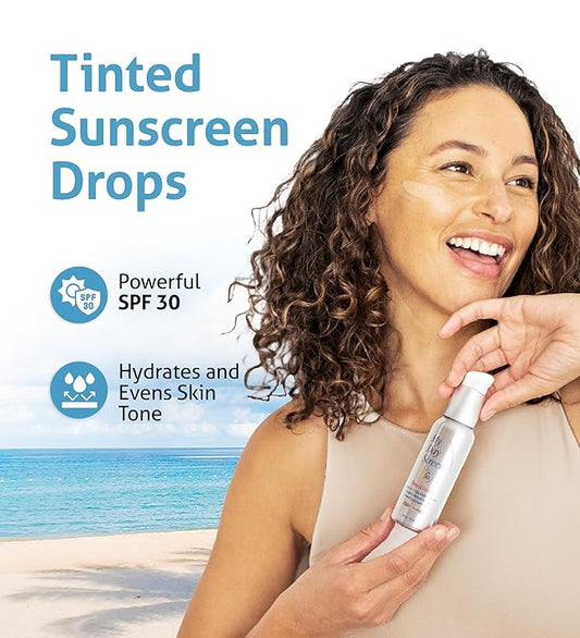 Tinted Sunscreen for Face, 3-in-1 Moisturizer with SPF 30, Face Sunscreen Protection, Tinted Drops to Match Light to Medium Skin Tones, 2 fl oz