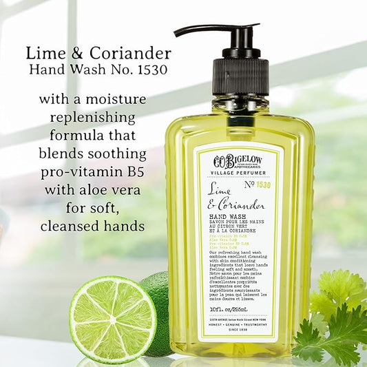 C.O. Bigelow Lime Coriander Apothecary Duo Hand Care Gift Set, Hand Wash & Body Lotion, Liquid Soap & Moisturizing Lotion, Set of 2, 10 Fl Oz