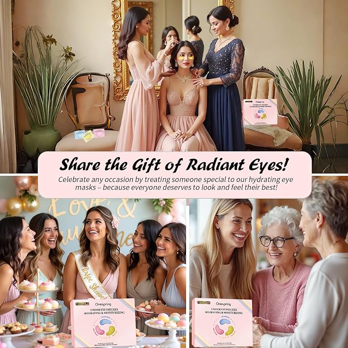 Eye Masks (8 Pairs) - 24K Gold, Caffeine and Retinol Under Eye Patches, Gel Pads for Wrinkles, Puffiness & Dark Circles, Bachelorette Party Favors, Self Care, Birthday Gifts for Women