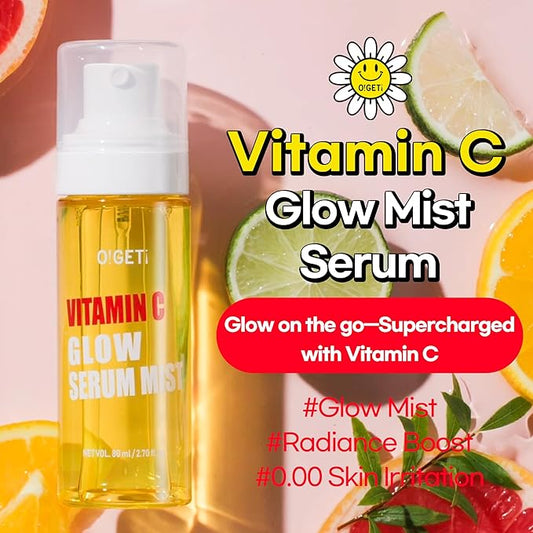 Vitamin C Glow Serum Mist, Hydrating & Brightening Facial Mist with Jeju Green Tangerine, Niacinamide, Hypoallergenic, 2.7 fl.oz