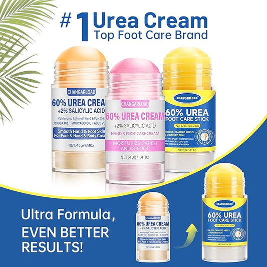 60% Urea + 2% Salicylic Acid Foot Cream–Ultra-Moisturizing Formula, Exfoliates Dead Skin, Softens Dry, Cracked Skin on Feet, Knees, Hands, Elbows. Helps soften callused, rough, or tender areas 1.41oz