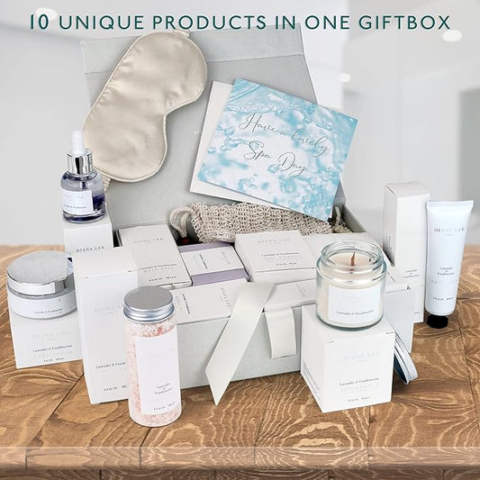 Jasmyn & Greene Luxury Spa Gift Basket for Women - 10 Relaxing Spa Birthday Gifts for Women with Lavender. Bridal Shower Gifts for Woman with Self Care Kit. Get Well Soon Package for Mother Sister.