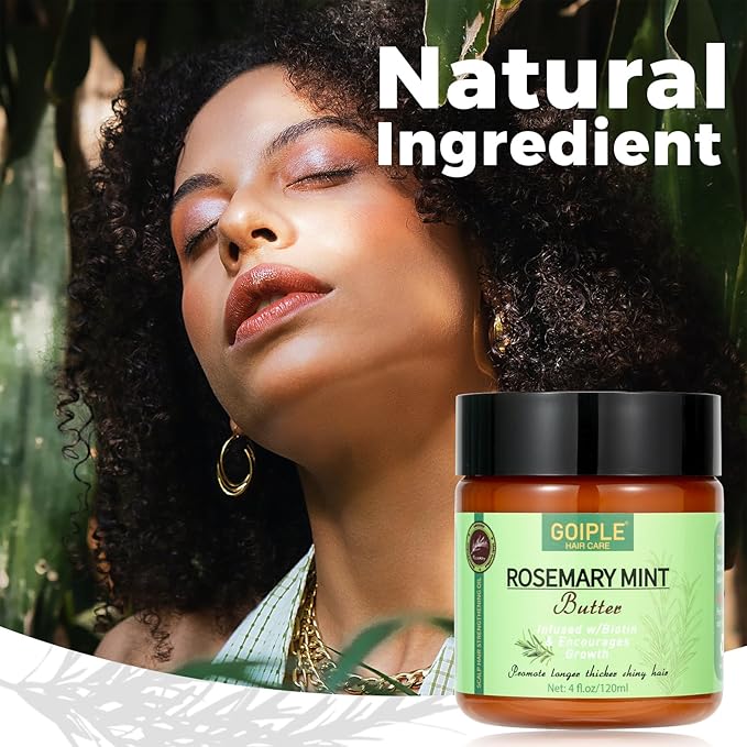 WOZUTUNT Rosemary Mint Butter for Hair Growth Strengthen and Strong Roots, Nourish Dry Scalp Split Ends, Organic Product for All Hair Type, 4 Fl Oz