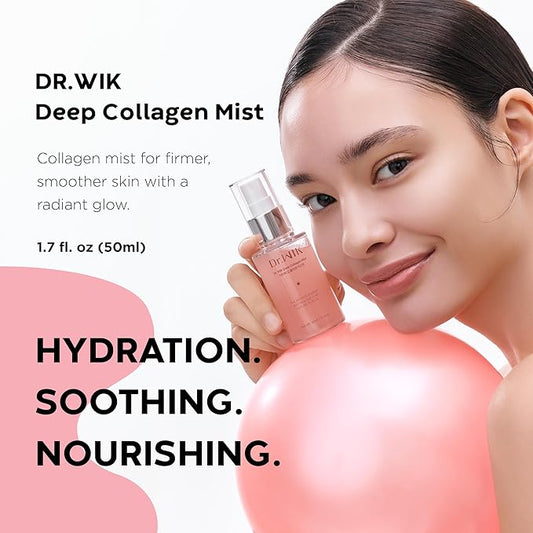 Dr.WIK Deep Collagen Hydrating Face Mist – Refreshing Moisture Facial Spray for Dry Skin | Wrinkle Care & Anti-Aging with Panthenol & Adenosine | Fine Toner Mist | Korean Skincare (50ml / 1.7 Fl Oz)