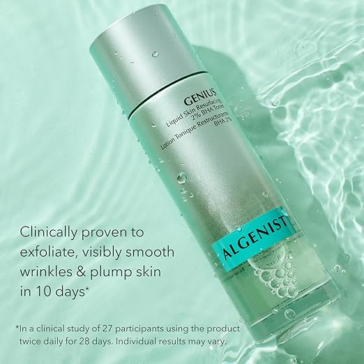 Algenist GENIUS Liquid Skin Resurfacing 2% BHA Toner - Facial Exfoliator for Fine Lines and Wrinkles - Collagen for Skin & Pore Refining Toner (100ml)