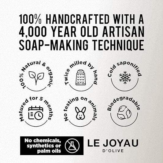 ORANGE BLOSSOM from Le Joyau d’Olive | Milled Twice & 5 Months Matured For Face Body Cold Pressed and Aged in Stone Vaulted Cellars Millenia Old Mediterranean Recipe Handmade to Perfection