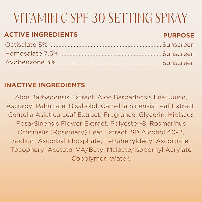 InstaNatural Skin Care Vitamin C SPF 30 Broad Spectrum Sunscreen Make Up Setting Spray, Brightens & Hydrates, UVA, UVB Sun Protection Sunblock, with Aloe Vera & Botanicals, Pump Bottle, 2 Fl Oz