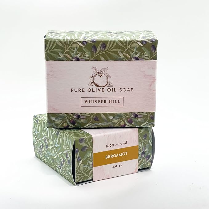 WHISPER HILL Bergamot Olive Oil Soap – Handcrafted in Vermont Since 1997 – Refreshing Citrus Aromatherapy Bar – 3.8 oz