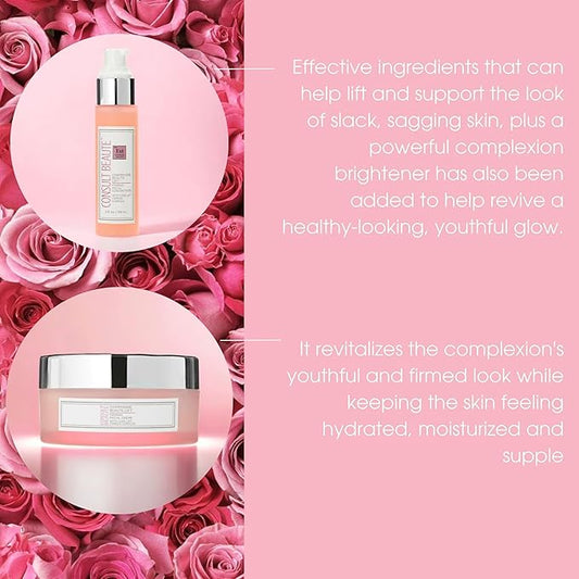 Consult Beaute - Champagne Beaute Lift Firming 2 Piece Set - Facial Moisture Cream and Skin Renewing Serum - Helps Tighten, Lift and Firm the Appearance of Sagging, Slack Skin on Face and Neck