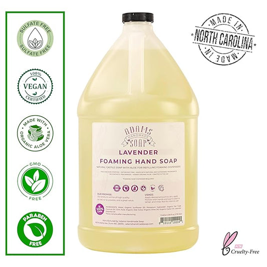 Adams Handmade Soap Liquid Foaming Soap 1 Gal (Lavender, 1 pack)