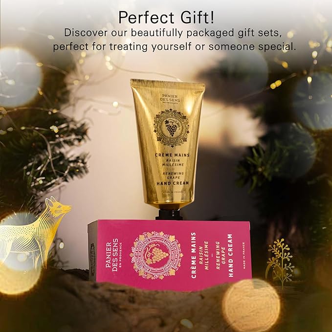 Panier des Sens - Hand Cream for Dry Cracked Hands - Grape Hand Lotion with Shea Butter & Grape Seed Oil - Vitamin E Skin Moisturizer with 97% Natural Ingredients - Made in France, 2.5 fl oz