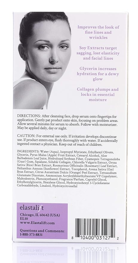 Elastalift Collagen Facial Serum Lifting, Plumping, Firming Collagen Serum For Face Improves Elasticity, Evens Skin Tone, Plumps, & Lifts Sagging Skin, Non-Greasy Wrinkle Serum, 1.75 Fl Oz, 2-Pack