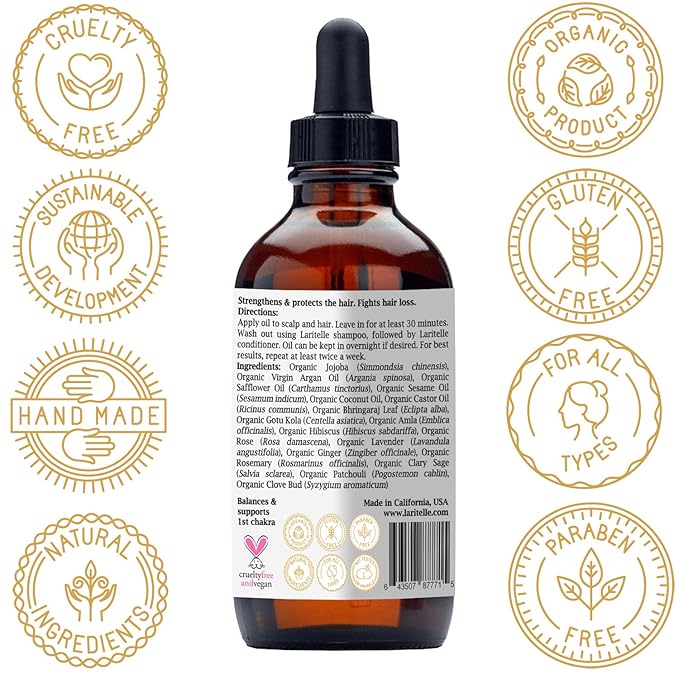 Organic Hair Growth Set Shampoo 17 oz + Conditioner 16 oz + Hair Loss Treatment 4 oz Ayurvedic Herbs, Lavender, Ginger, Rosemary NO GMO, Sulfates, Gluten, Alcohol, Parabens, Phthalates