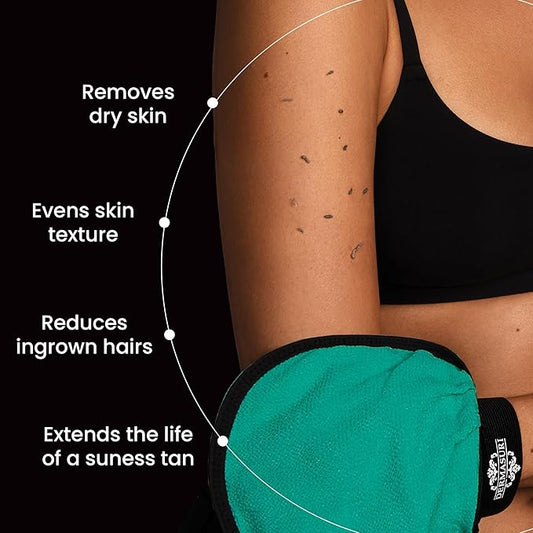 Dermasuri - Deep Exfoliating Glove - Korean Exfoliating Mitt - Body Scrubber for Shower - Buffs Dry & Dead Skin - Keratosis Pilaris Treatment Scrub - Stocking Stuffer Gifts for Women & Men - Teal Mitt