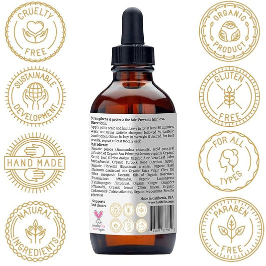Organic Hair Loss Prevention for Men & Women 4 oz | Prevents Hair Shedding, Promotes New Healthy Hair Growth & Scalp Health | Rosemary, Lemongrass, Ginger & Cedarwood | GMO-free. Vegan