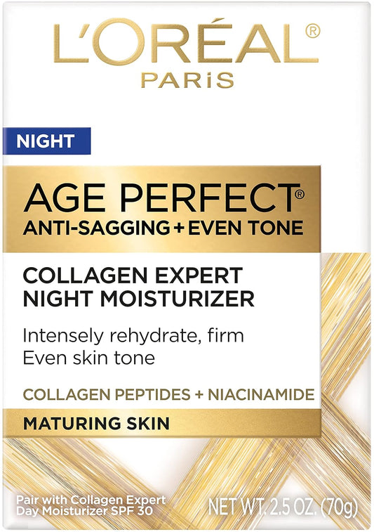 π L'Oreal Paris Age Perfect Collagen Expert Night Cream β Anti-Aging & Anti-Wrinkle Moisturizer (2.5 oz)