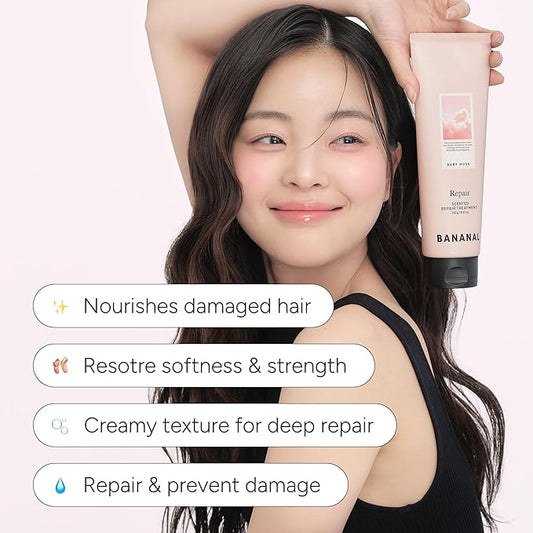 Scented Repair Treatment Mask – Protein-Enriched Deep Repair for Damaged Hair – 17 Amino Acids, Botanical Oils, Shea Butter & Ceramide – Korean Hair Conditioner, Baby Musk, 100 ml / 3.4 fl oz