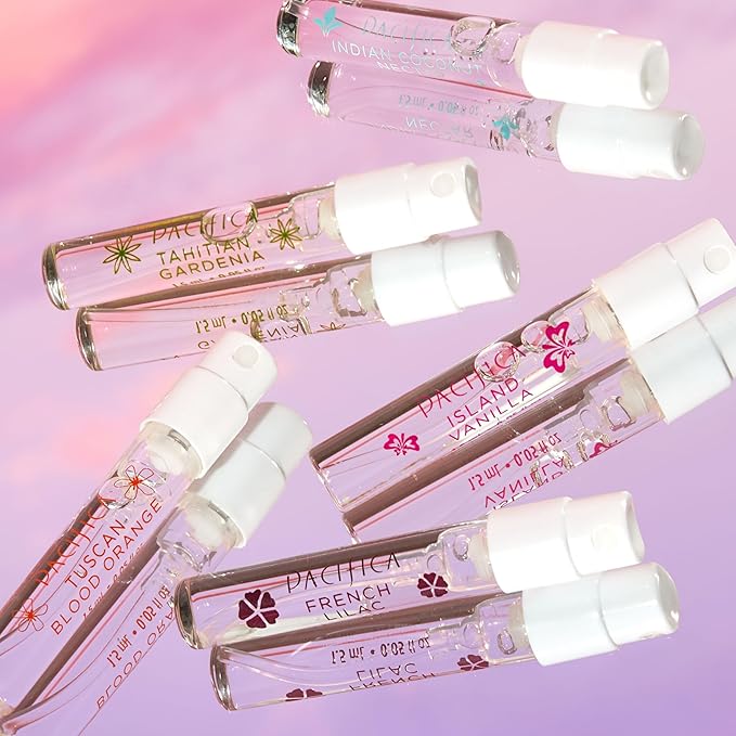 Pacifica Beauty, Wanderlust Spray Perfume Trial Set, Island Vanilla, 5 Scents, Fragrance Sampler Gift Set, Natural & Essential Oils, Clean, Vegan & Cruelty Free